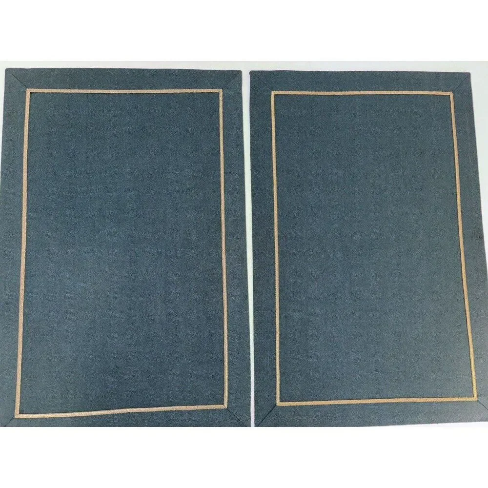 Rose Tree Forest Green Placemats With Gold Embroidery Set of 6